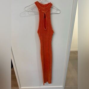 Fashion Nova Vibrant Orange Ribbed dress